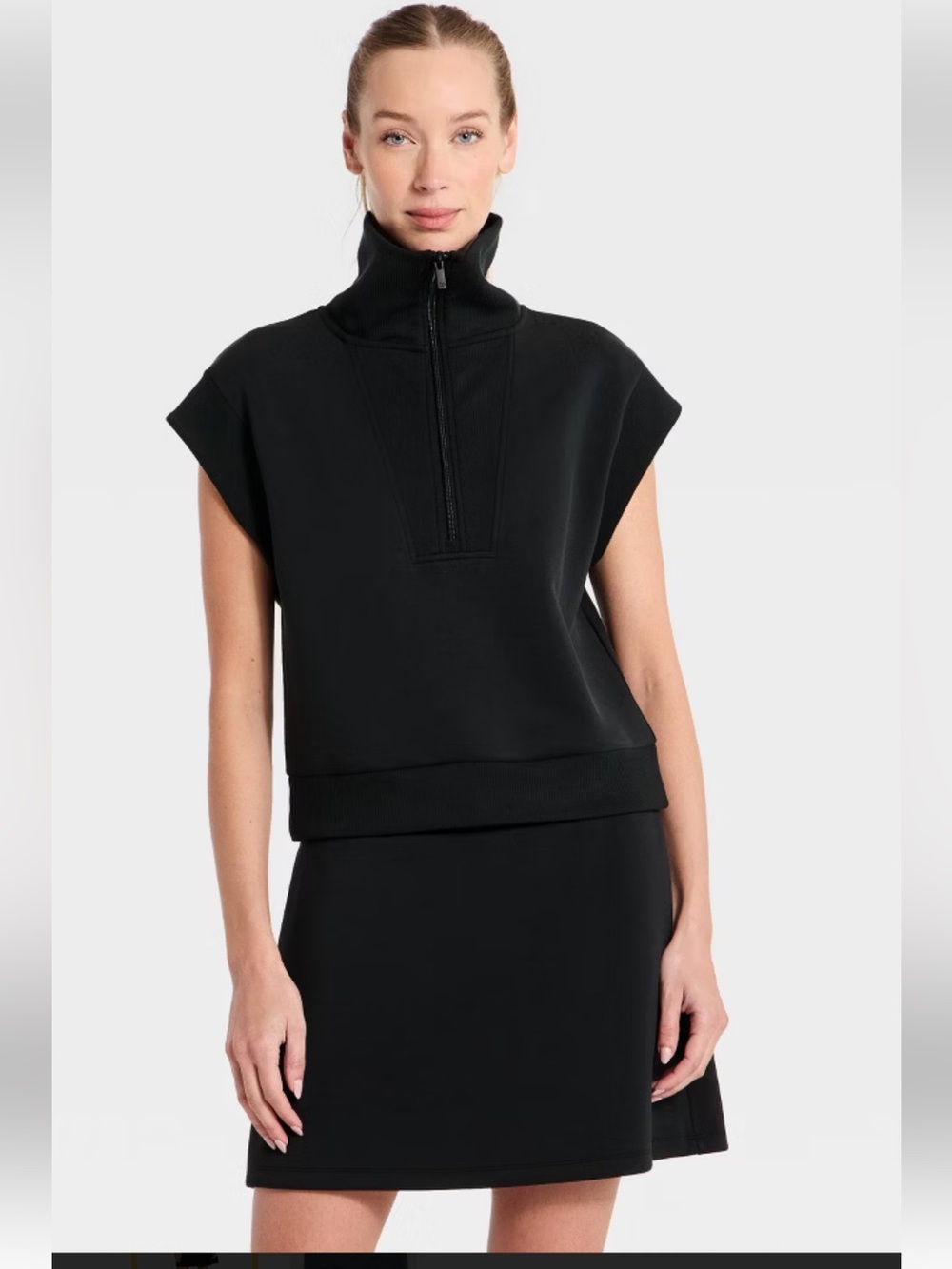 all in motion Black Short-Sleeve Quarter-Zip Sweatshirt